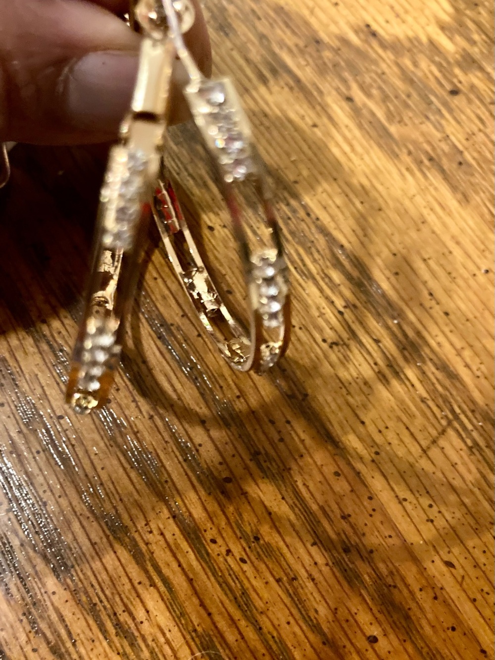 Icing Chain Link Bracelet & Hoop Earrings  with Rhinestone -Trim- Gold tone - Picture 4 of 9